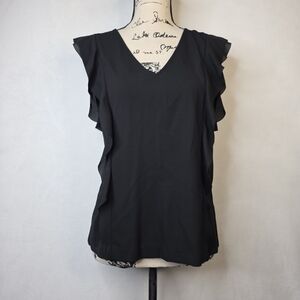 Black Ann Taylor ruffle top sz M